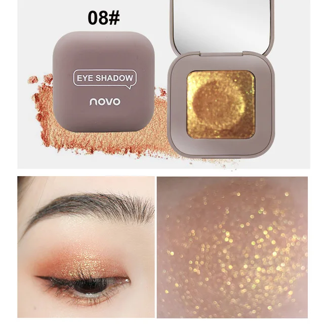 Блестящий Хайлайтер для лица iluminador bronzer Пудра Тени для век Galaxy макияж палитра мерцающий Матовый Блеск Алмазный пигмент косметика - Цвет: 08