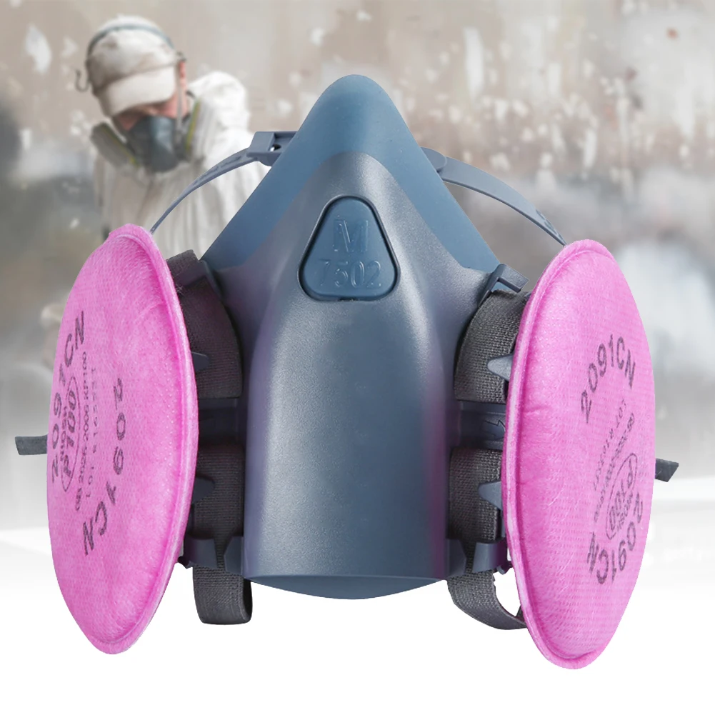 

7502 2091 Half Face Safety Reusable Gas Mask Respirator Soft Industrial Assembly Dust Proof Protection With Filters Silicone