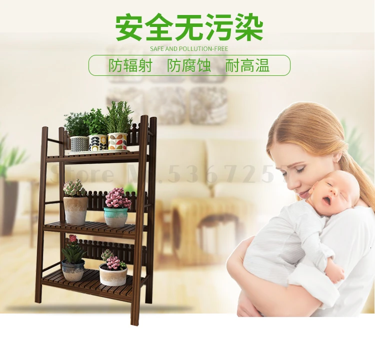 Household Flowerpot SimplicitySolid Wood Multi-storey Flower Airs Indoor Balcony Decorate Flower Rack