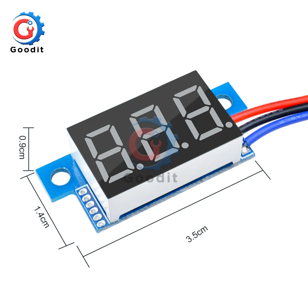 Светодиодный мини-цифровой вольтметр, синий/красный/зеленый светодиодный дисплей, вольтметр, 0,36 дюймов, постоянный ток, 0-100 в, измеритель напряжения, панель, 3 провода