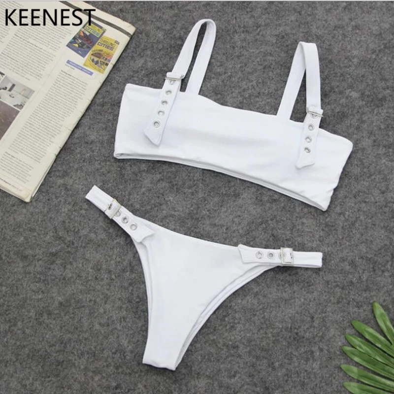 KEENEST Sexy Bikini Brazilian Swimsuit Keyhole Swimwear Female Bathing Suit Buckle Bikini Women Thongs Biquinis