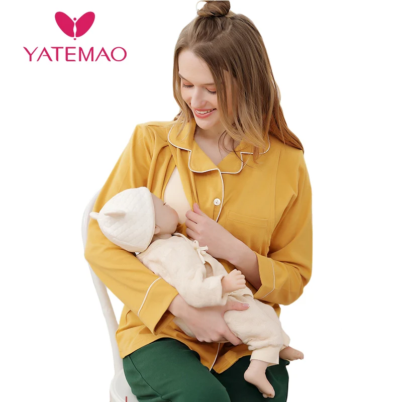 Новая модная Пижама YATEMAO для беременных Одежда кормящих матерей мягкая хлопковая