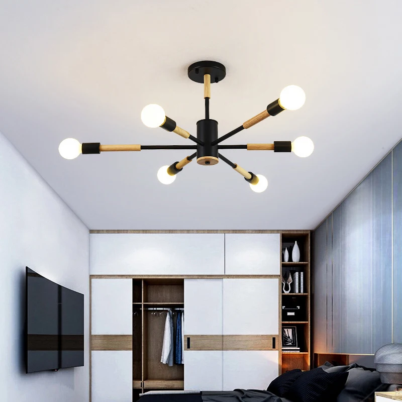 

Современные Люстры E27, подвесные светильники с 10 насадками из черного золота и железа, для гостиной, спальни, кухни, ресторана