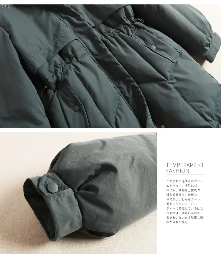 Big Real Fox Fur Collar Winter Down Jacket Women Hooded White Duck Down Jacket Warm Female Long Slim Down Parka Women Coat