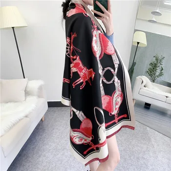

Fashionable and simple autumn and winter new carriage chain cashmere blended scarf wild thick encrypted scarf shawl