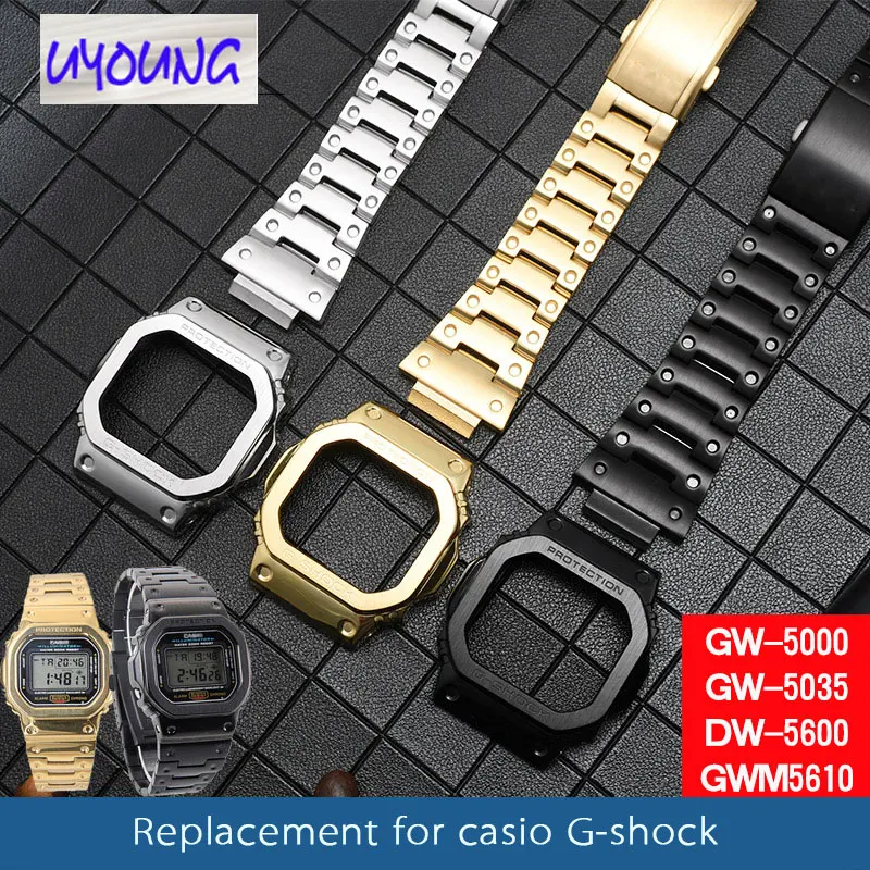 

Metal strap stainless steel strap Adapter for Ca-sio G SHOCK DW5600 GW-5000 5035 GW-M5610 watch case strap