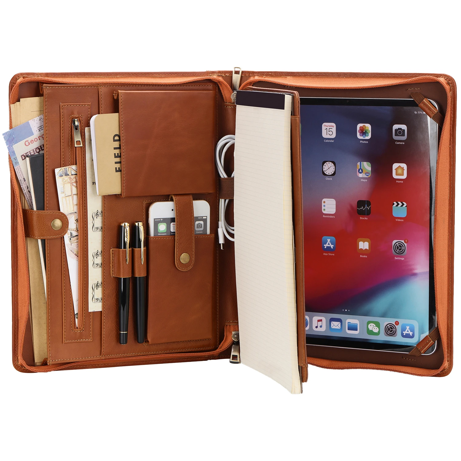 Органайзер папка для документов a4 из восковой тканью кожи ручной работы