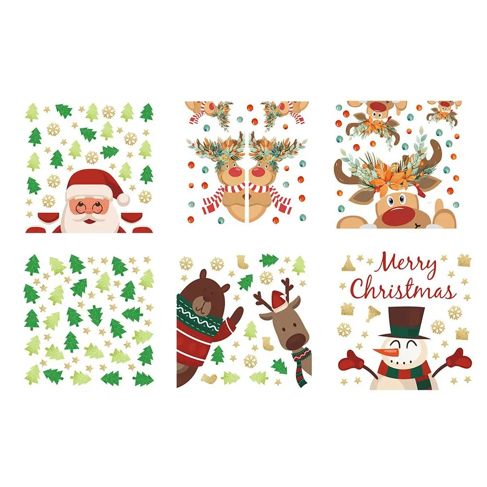 

Christmas Glass Sticker Santa Claus Elk Bear Tree Window Stickers Wall Stickers Home Christmas Decorations Removable Decoration