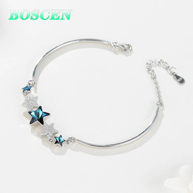 Женский браслет из серебра 925 пробы с австрийскими кристаллами|Гибкие и жесткие