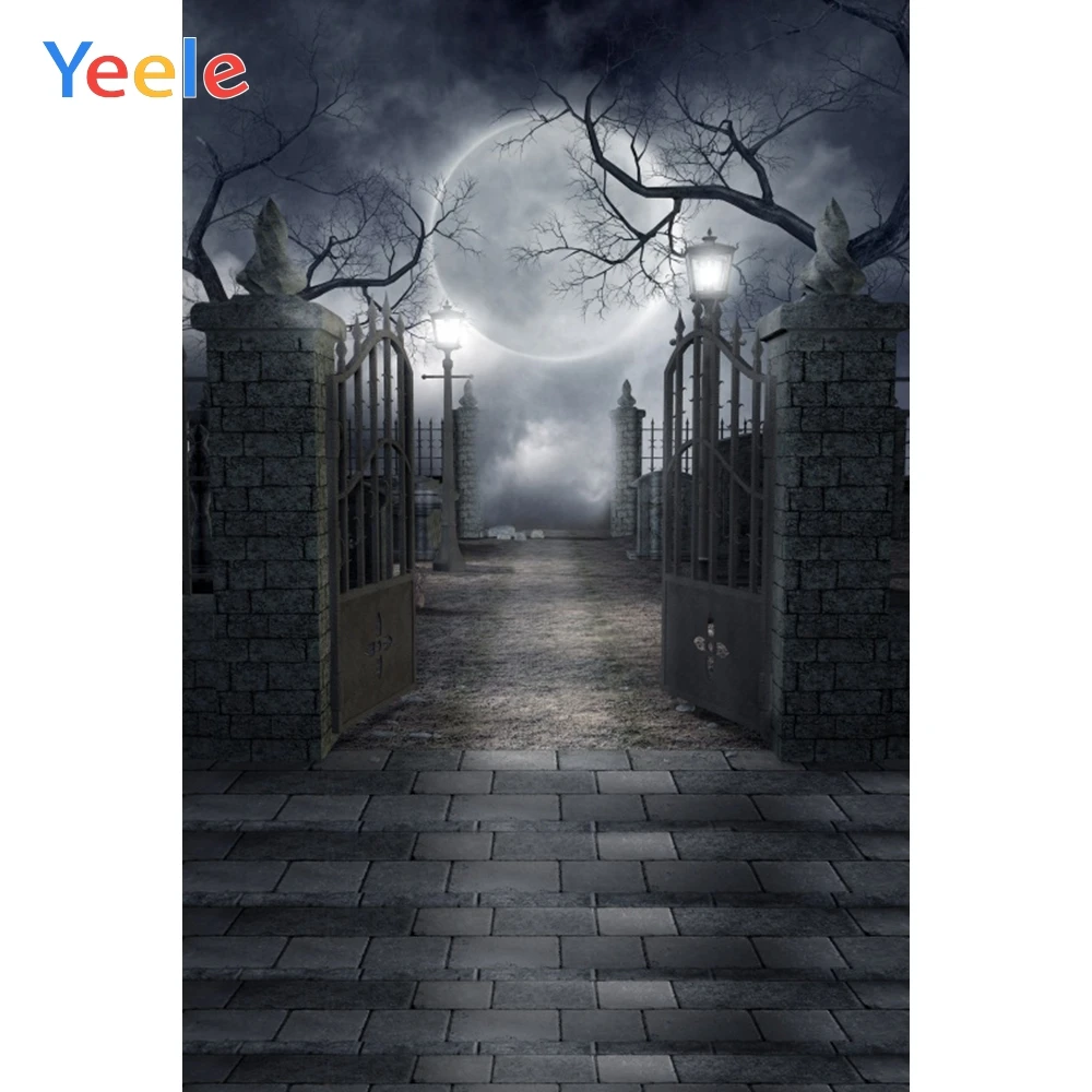 Фон для фотосъемки Yeele на Хэллоуин лунные ворота деревья лампа пол | Электроника