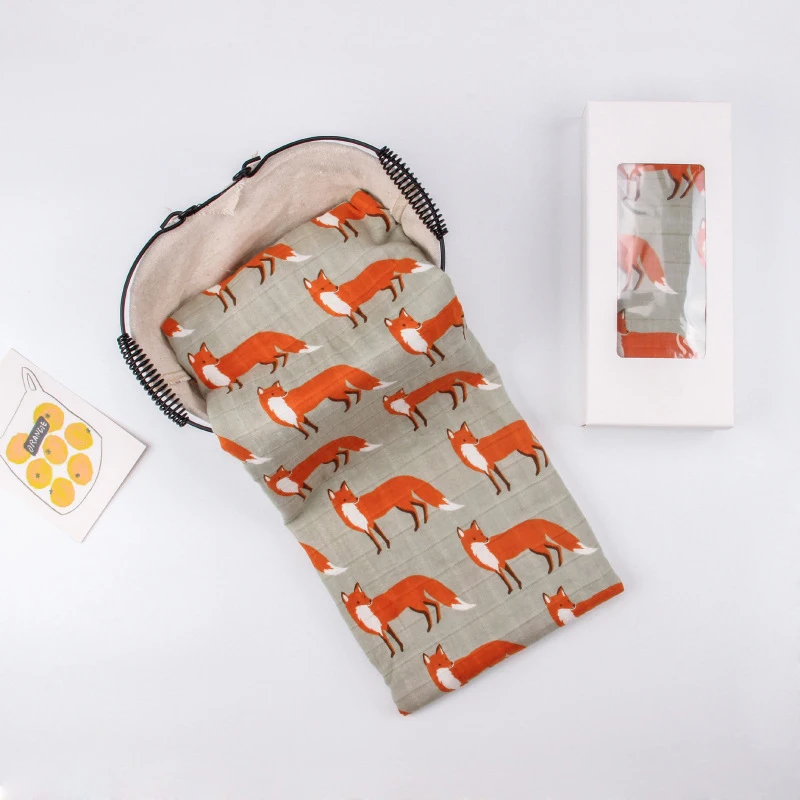 Fox New Cotton Baby Blankets Newborn Soft Organic Cotton Baby Blanket Muslin Swaddle Wrap Feeding Burp Cloth Towel Scarf Baby Stuff - Цвет: Fox