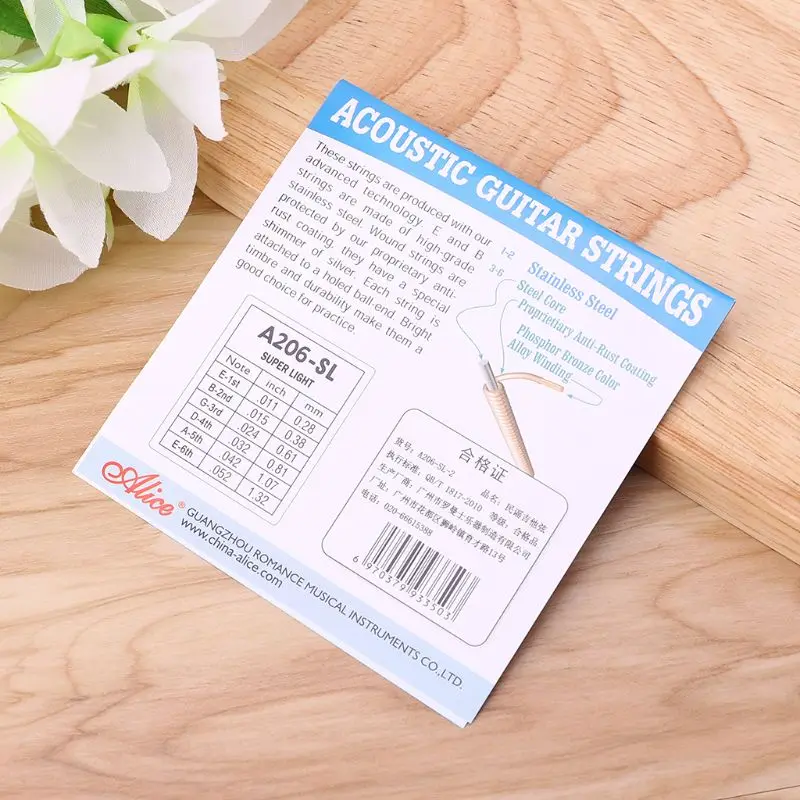 OOTDTY 1PC Alice Acoustic Folk Guitar Strings 015 inch Super Light Stainless Steel Core suit for guitar