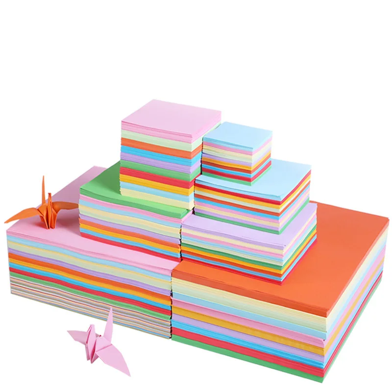 Square Origami Double Sides 100 Sheets Folding Paper DIY Handmade Decor Scrapbooking Paper Pure Wood Pulp Gift Packaging