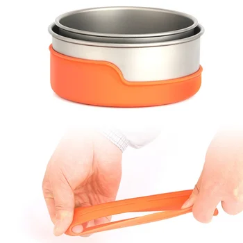 

Outdoor Titanium Bowl Camping Bowl Pan Pot Silicone Insulation Bowl Outdoor Camping Tableware Picnic Water Cup High Quality