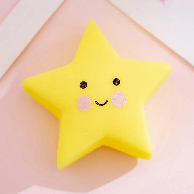 star Mini Cute star cat Squishy squeeze sound Kawaii Heal Fun Kids Squeeze Toy for children Stress Relief Decor Silicone Cartoon Toys - Цвет: star