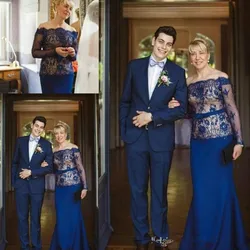 Royal Blue Plus Lace Mother Weddings Guest Mother Of The Bride Dresses robe de soiree vestido de madrinha Formal evening gown