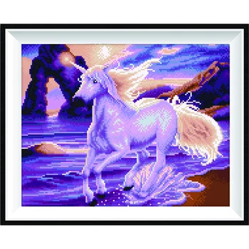 

5D DIY Diamond Painting Running Horse Shiny Diamond 45x35 Paste Diamond Size Mural Embroidery Mosaic Home Decoration