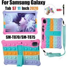 Coque intégrale en Silicone souple pour enfants, avec béquille, pour Samsung Tab S7, 11 pouces, 2020, SM SM T870, T875 