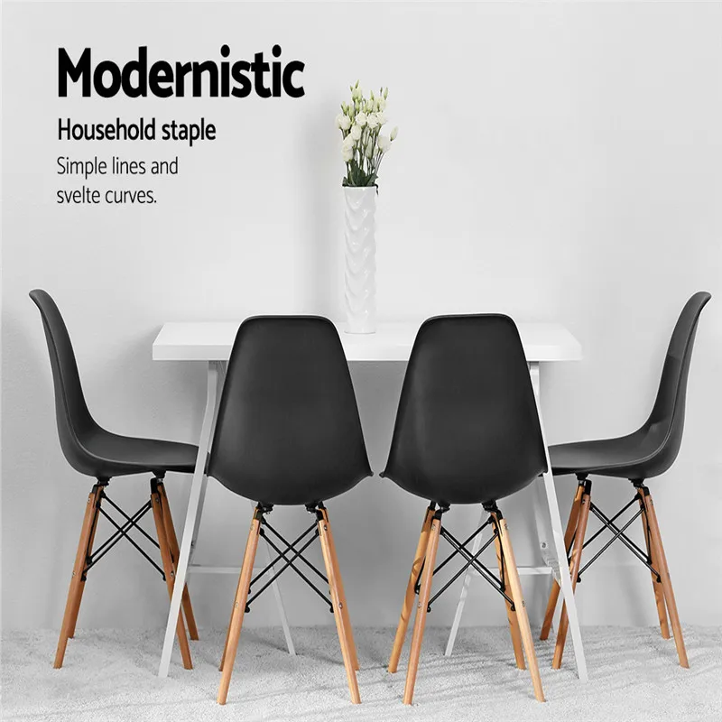 4PCS Simple assembly structure Solid wood Black dining chair with High Calibre Thick padded seat Ideal for home office cafés