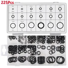 

225Pcs Universal Rubber O-Ring Metric Assortment Set Gasket Seal 18 Sizes MM Kit Repair Set Black Rubber Ring