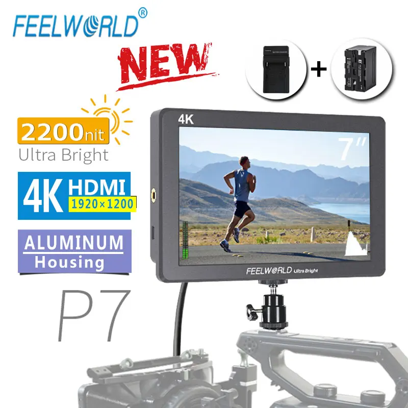 Монитор FEELWORLD P7 7 дюймов IPS 2200nit ультра яркий камера 4K HDMI DSLR монитор алюминиевый