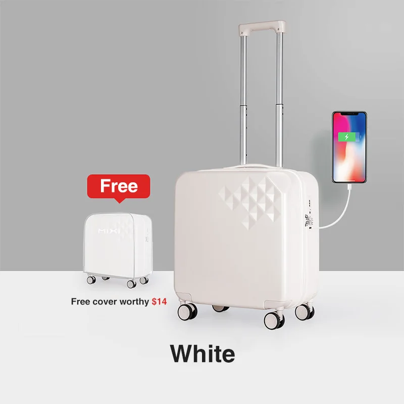 White Mixi брендовый дизайнерский чехол для костюма с зарядкой через usb для мужчин и женщин, чехол на колесиках для переноски багажа, чехол на колесиках, крышка - Цвет: White