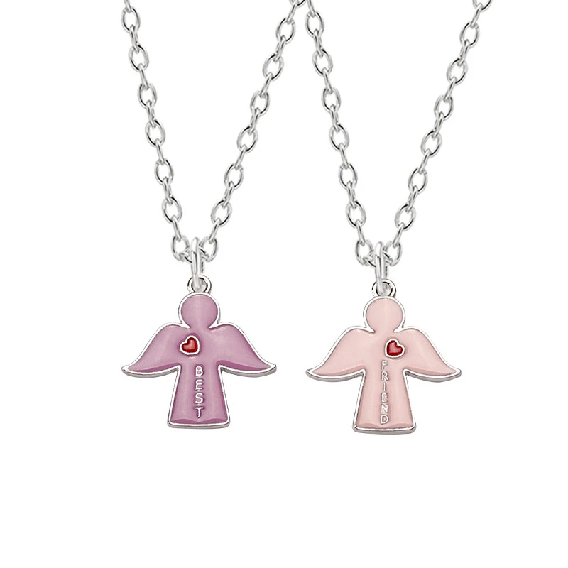 

Creative Fashion Angel Pendant Necklace BFF Best Friend Men And Women Wild Single Item Halloween Decoration Friendship Gift 2020