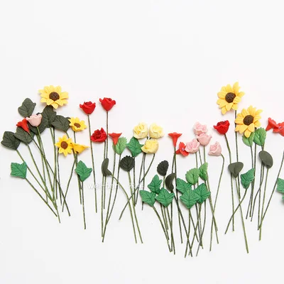 

3D stereo Clay simulation flower micro model mini fridge magnet decoration bouquet rose diasy photo stick paper paste tape
