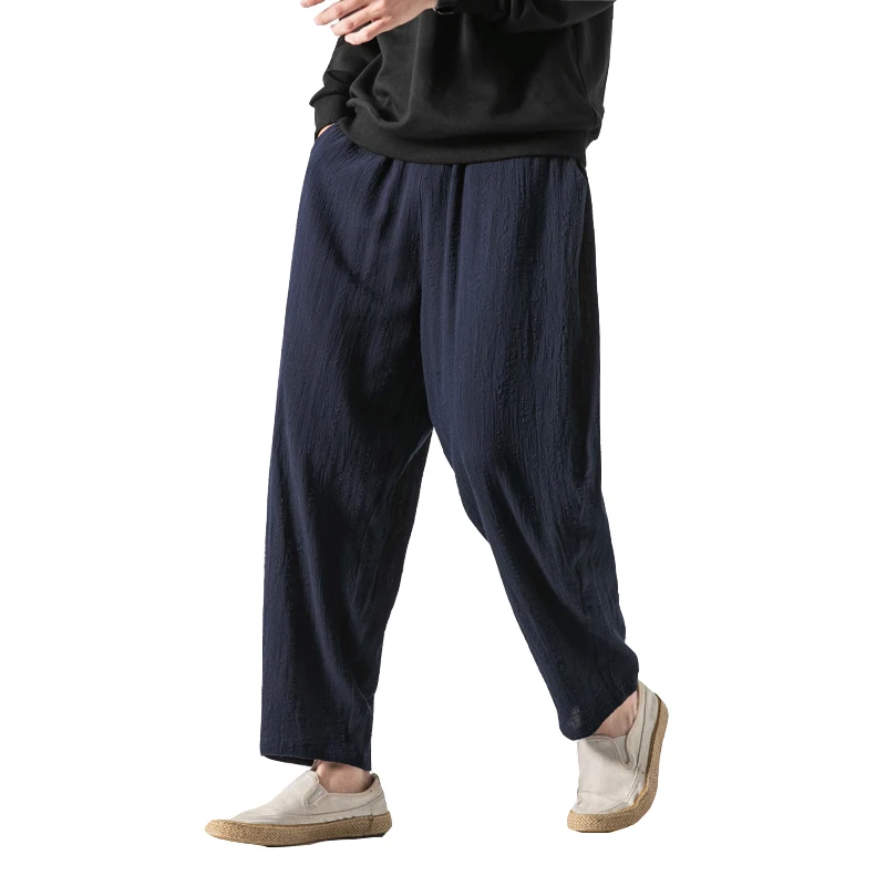

Haren Japanese linen loose, simple, pure color, light and breathable, new autumn large-size casual pants for men 2019 New