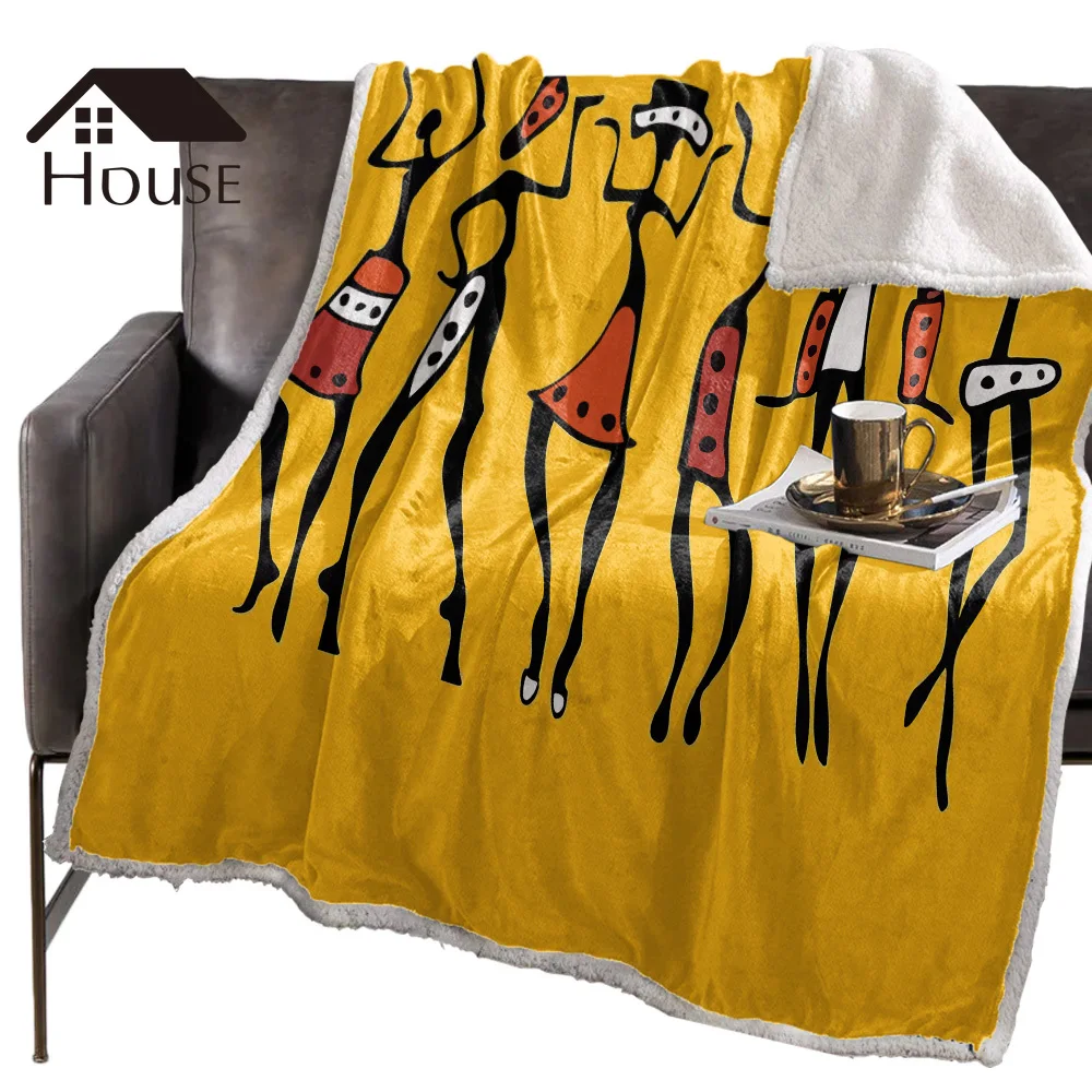 BIGHOUSES Throw Blanket African Women Ethnic Fleece Blankets