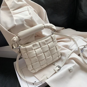

Weave Design MINI PU Leather Crossbody Bags For Women 2021 Elegant Shoulder Handbags Female Travel Summer Totes