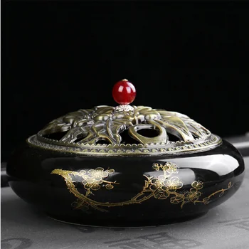 

1PC Portable Ceramic Mosquito Coil Holder Decorative Dispeller Incense Burner Mosquito Coil Box Plate for Outdoor Home (Random S