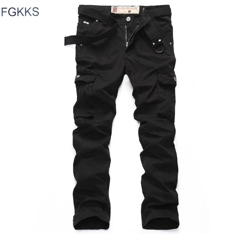 FGKKS мужские повседневные Прямые брюки мужские брендовые хлопковые облегающие брюки мужские уличные модные брюки карго