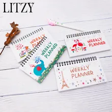 Блокнот с фламинго, спиральный бумажный дневник, ежедневник, еженедельник, ежемесячный планировщик, блокнот-органайзер, Kawaii, офисные, школьные принадлежности