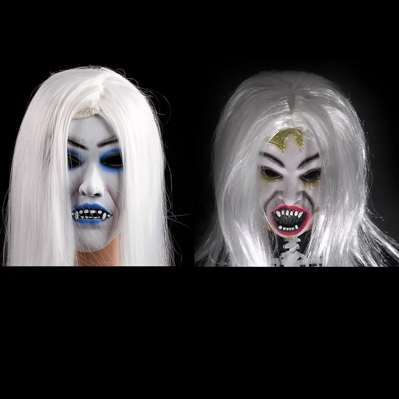 Halloween Zombie Mask Ghost White Hair Scary Props Grudge Маска New Horror with Bride Fashion | Дом и сад
