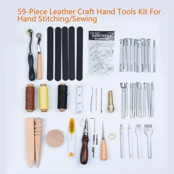 

59pcs Sewing Leather Craft Tool Carving Stamping Needles Thimble Leatherwork