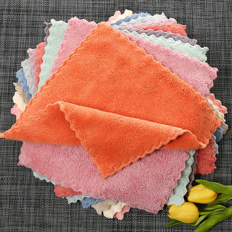 Coral Velvet Pack of 4 Card Cover 25X25 Small Square Towel Absorbent Small Tower Baby Thick Small H