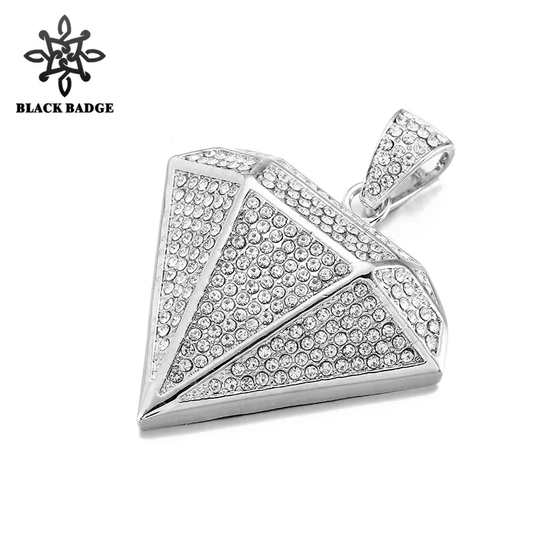 Хип-хоп ювелирные изделия Bling Полный циркон кулон ожерелье s Роскошный Золотой/Серебряный цвет длинная цепочка ожерелье мужские и женские аксессуары - Окраска металла: Silver
