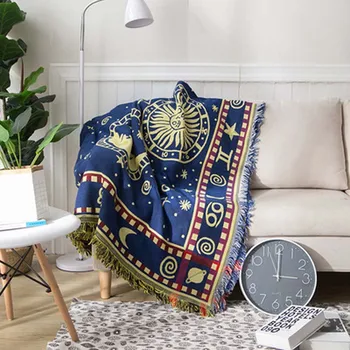 

WOSTAR Bedspread on the bed 100% Cotton Knitted Throw Blanket Nordic style starry sky tassel Double-sided sofa blankets for bed