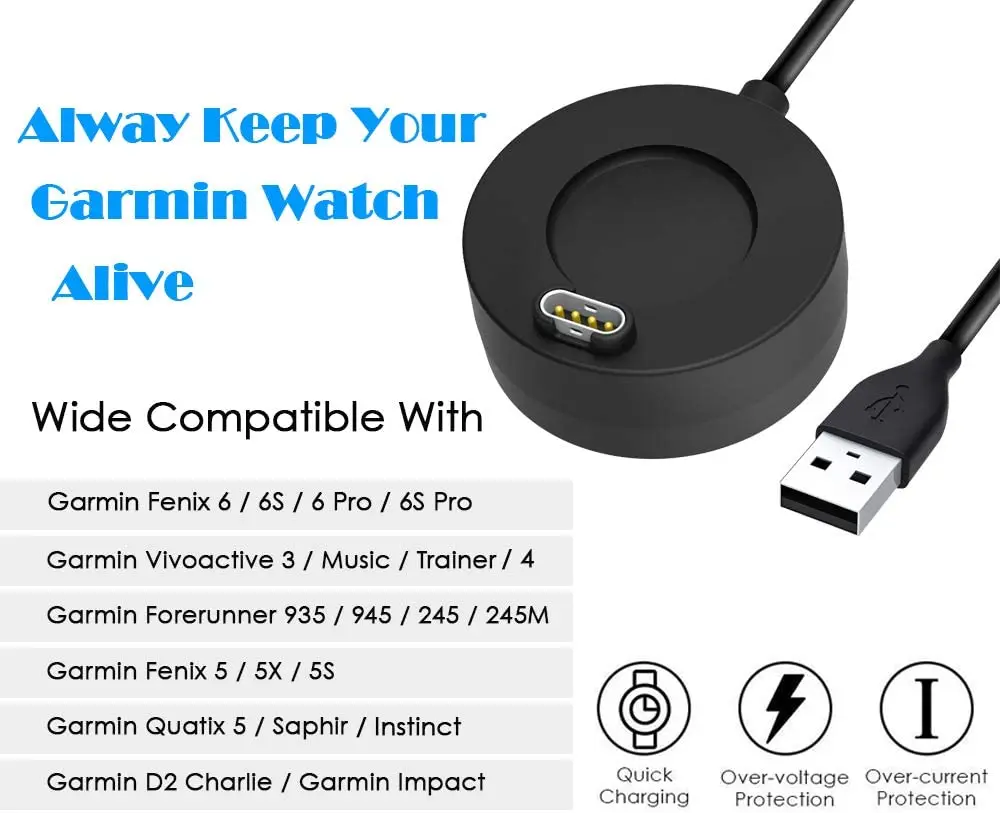 Dock Charger USB Charging Cable Cord for Garmin Fenix 5/5S/5X Plus