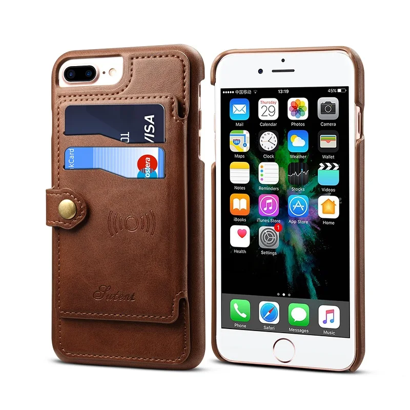 Коричневый Высококачественный чехол из искусственной кожи для iphone 6, 6 S, 7, 8 Plus, флип-держатель для карт, магнитная Автомобильная задняя крышка для iphone X, XS, Max, XR, чехол для телефона - Цвет: Коричневый