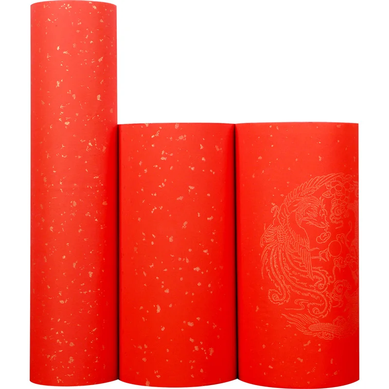 Chinese Rolling Xuan Paper for Couplets 100m Thicken Red Calligraphy Paper Half-Ripe Xuan Paper Rijstpapier Carta Di Riso