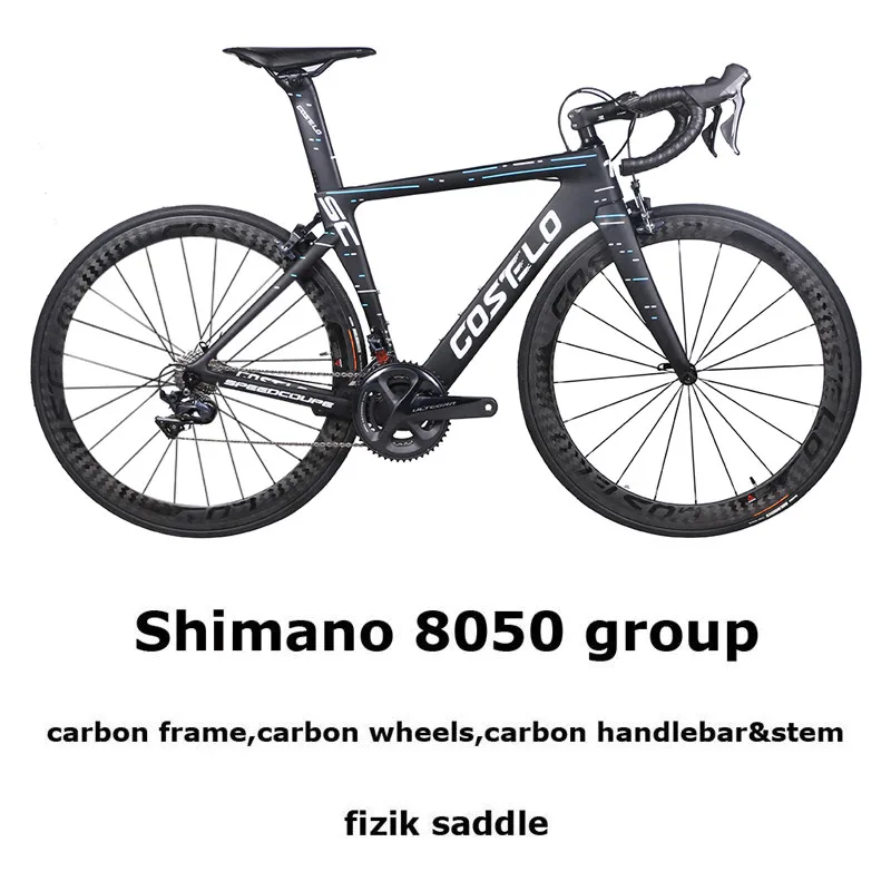 Blue R8050 carbon Costelo Speedcoupe полностью углеродное волокно рама для шоссейного велосипеда полный велосипед с 40 мм колесами группа дешево велосипед - Цвет: Blue R8050 carbon