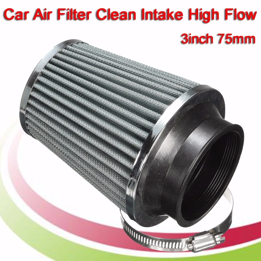 3/" 75mm Air Filter Clean Intake For Car High Flow Short RAM//COLD Round Cone !