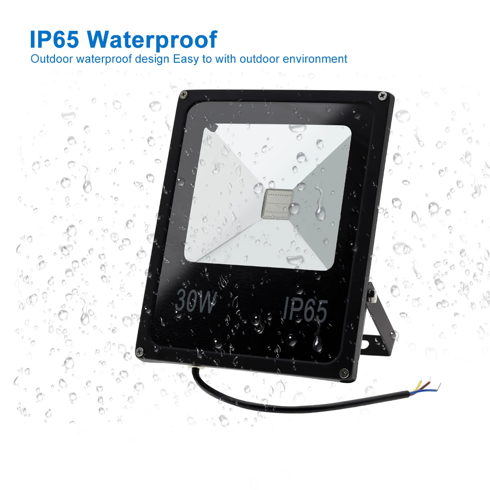 LED Floodlight 220V 10W 20W 30W 50W 100W 200W RGB Spotlight with Remote Control Outdoor Waterproof Reflector for Garden Lighting