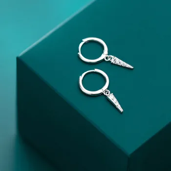 

925 Sterling Silver Cubic Zircon Geometric Triangle Pendant Rose Gold Color Ear Ring CZ Hoop Piercing Earrings Jewelry for Women