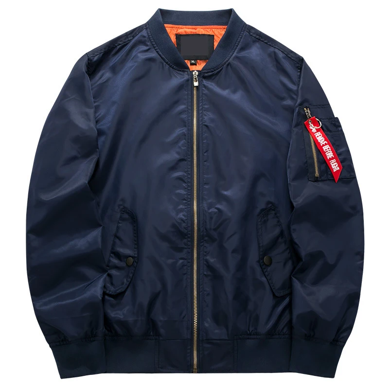 Dark blue Популярная уличная одежда пилота, мужская куртка, M-6XL, негабаритные, плотные, теплые, не с капюшоном, куртки для отдыха, удобные, ветрозащитные, спортивные пальто - Цвет: Dark blue