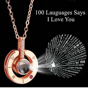 

Wholesale Gift for girlfriend 100 Languages Says I love You Projection Necklace Valentines day gift present promotion gifts