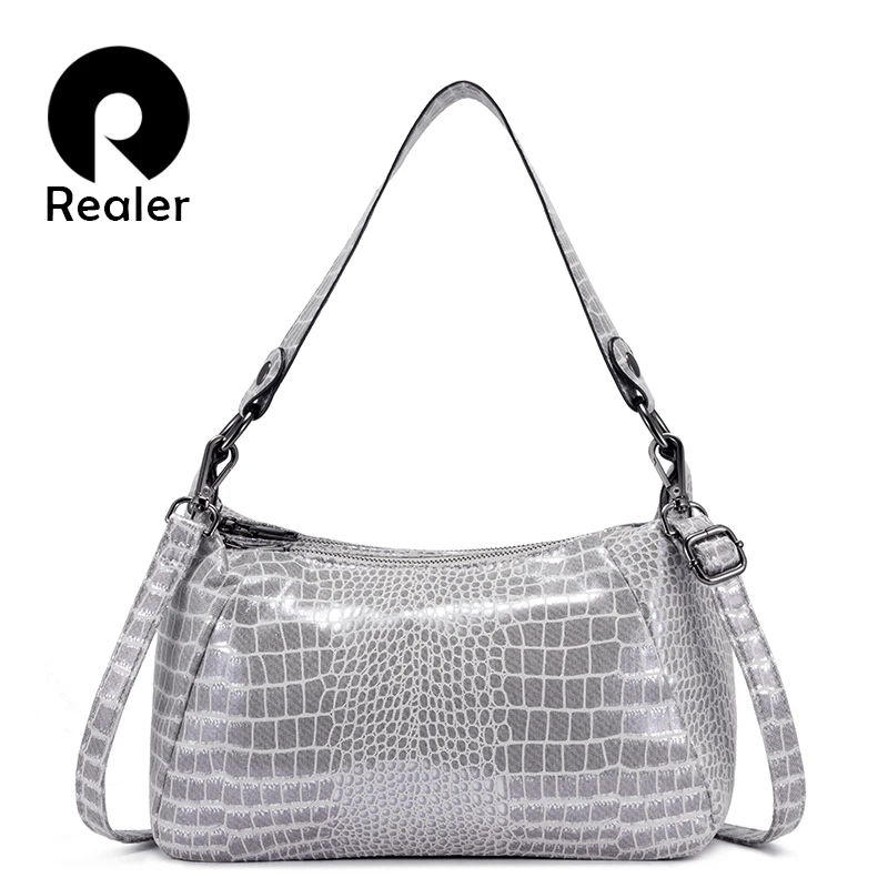 

REALER women handbag PU leather crossbody bags for women 2020 shoulder bag female totes ladies small bucket bag serpentine print