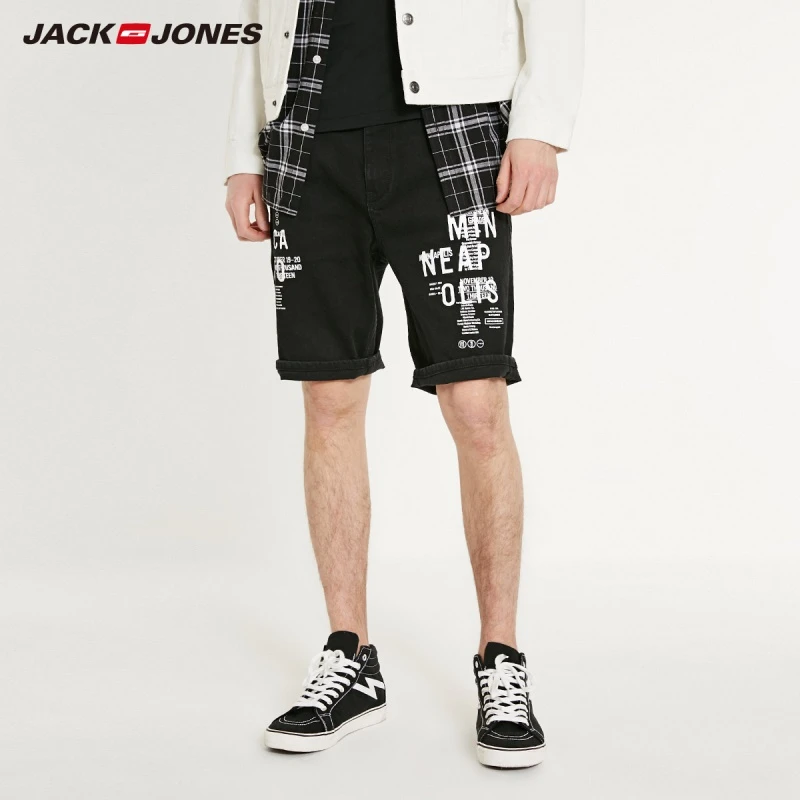 JackJones pantalones cortos casuales de algodón elásticos de tela vaquera con letras estampadas para | 219143501|Pantalones cortos| - AliExpress